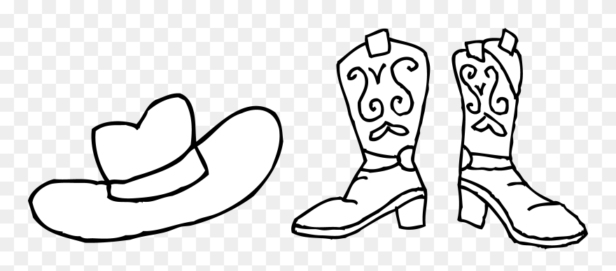 Cowboy Clipart Cowboy Boot - Black And White Western Clip Art - Png Download
