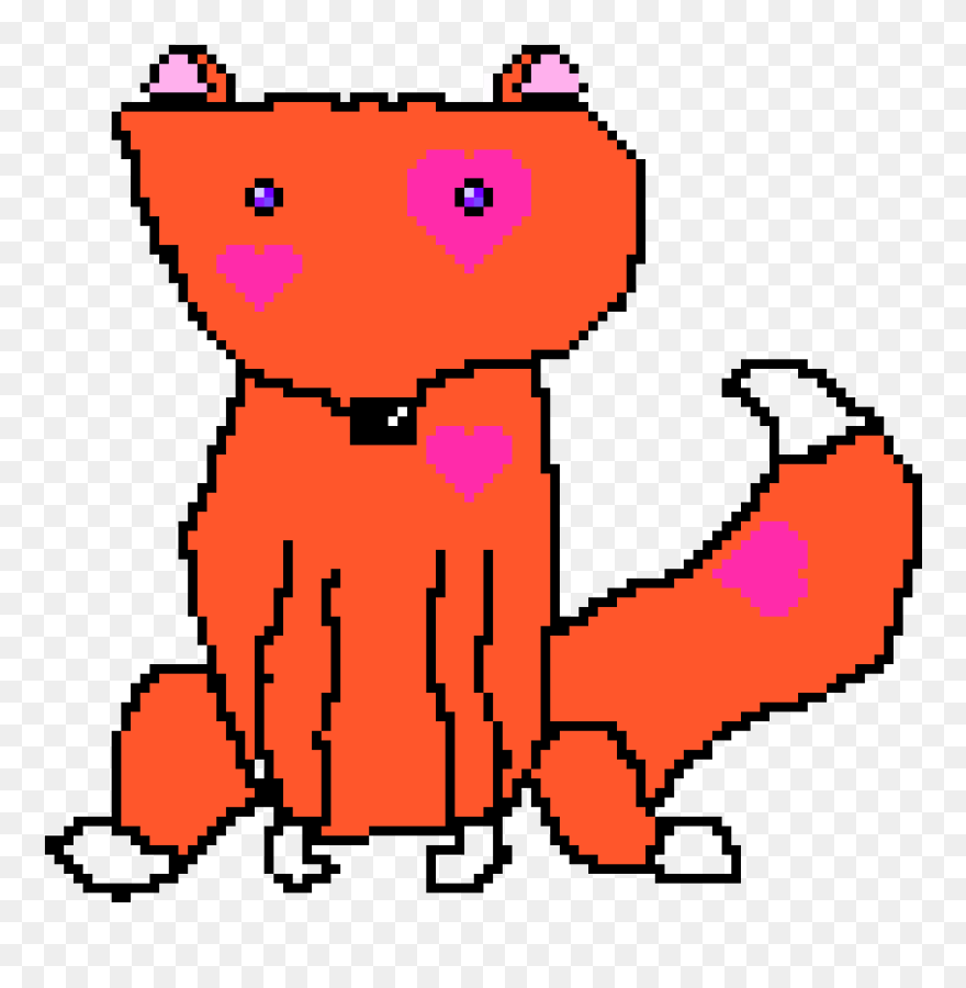 Kawaii Heart Fox - Kawaii Fox Pixel Art Clipart