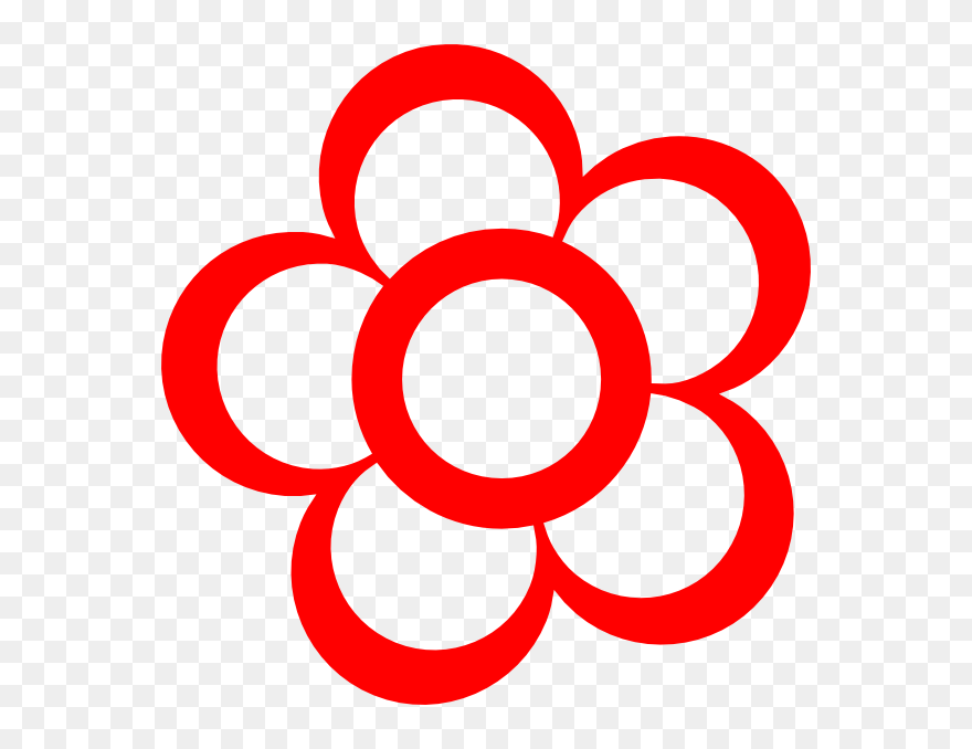 Red And White Flower Clip Art At Clker C Red And White - Outline Flower Clipart Black And White - Png Download