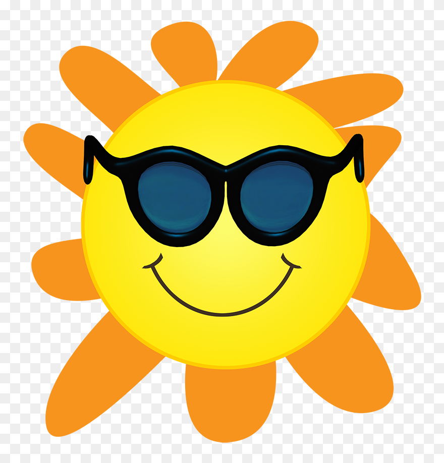 Cartoon Sun With Sunglasses Waving - Portable Network Graphics Clipart