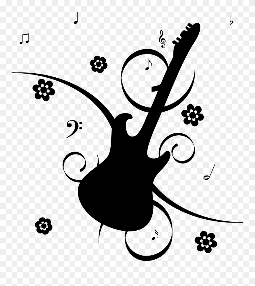 Guitar Musical Notes Clip Arts - Guitar With Music Notes Png Transparent Png