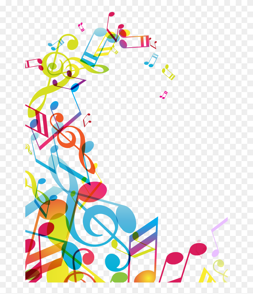 Transparent Speaker Clipart - Colorful Music Notes Png