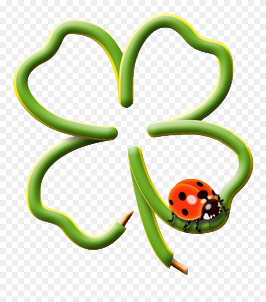 Klavertje Vier Met Lieveheersbeestje Clipart