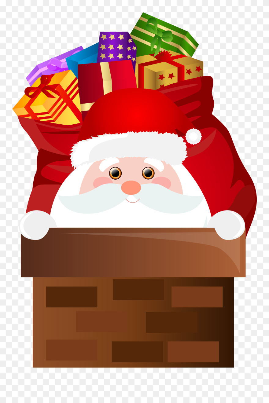 Santa Claus Christmas Clip Art - Clip Art Santa Chimney - Png Download