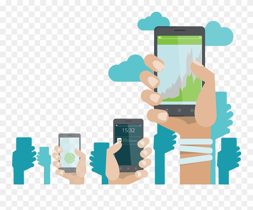 Transparent Holding Cell Phone Png - Mobiles Illustration Clipart