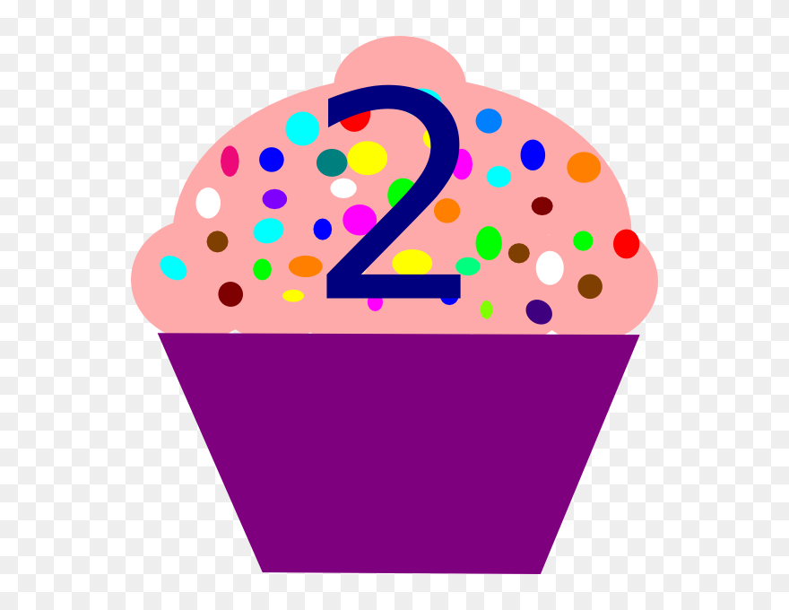 2 On A Cupcake Clip Art - Png Download