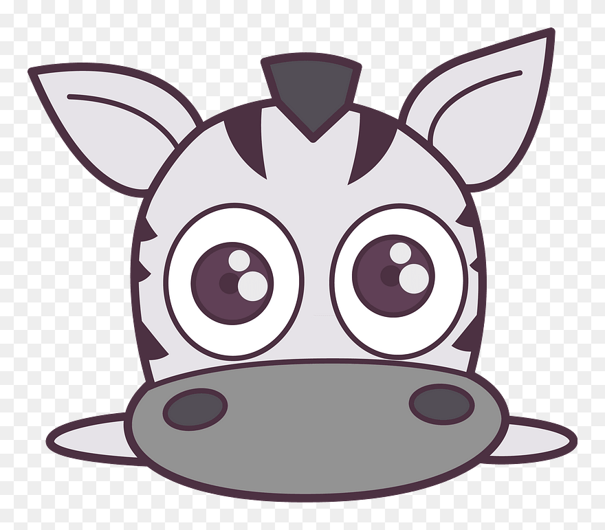 Cartoon Zebra Face Clipart - Cartoon Zebra - Png Download