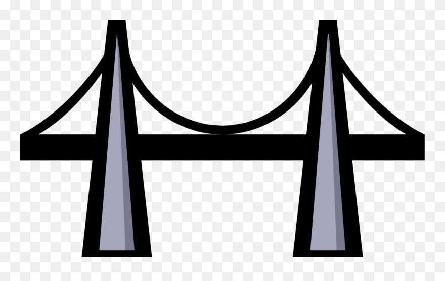 Vector Illustration Of Suspension Bridge Symbol - Bridge Clipart - Png Download