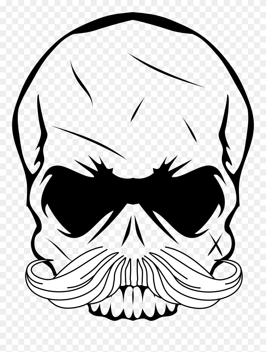 Skull Mustache Clip Arts - Clip Art Skull Head Png Transparent Png