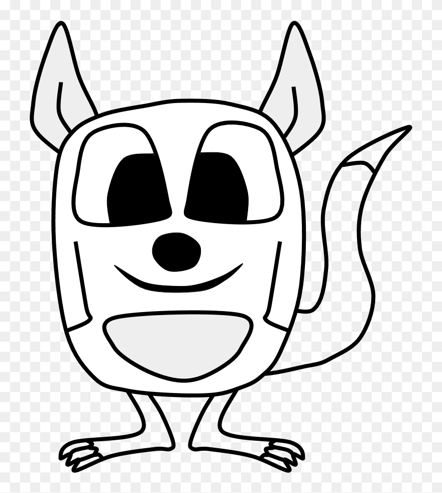 Kangaroo, Big Eyes, Black And White, Cartoon Animal - Cartoon Clipart