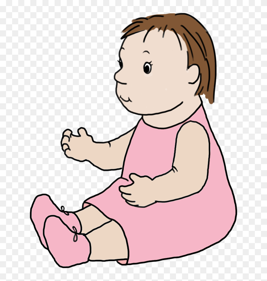 Baby Girl In Pink Sitting - Sitting Clipart