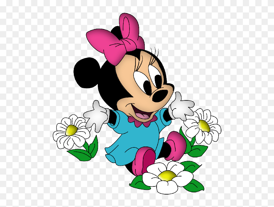 Christmas Minnie Mouse Clipart Clip Art Library Disney - Minnie Mouse And Flowers - Png Download
