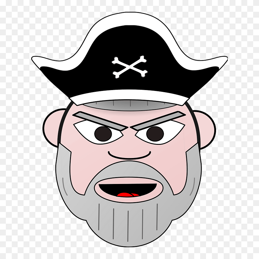 Grey Beard Pirate Face Clipart - Transparent Pirate Hat - Png Download