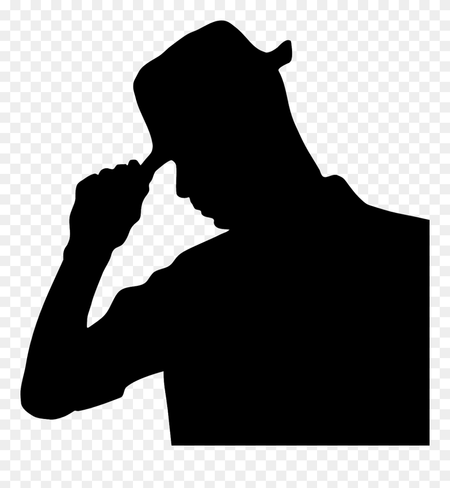 Hat Silhouette Clip Art - Man With Hat Silhouette - Png Download
