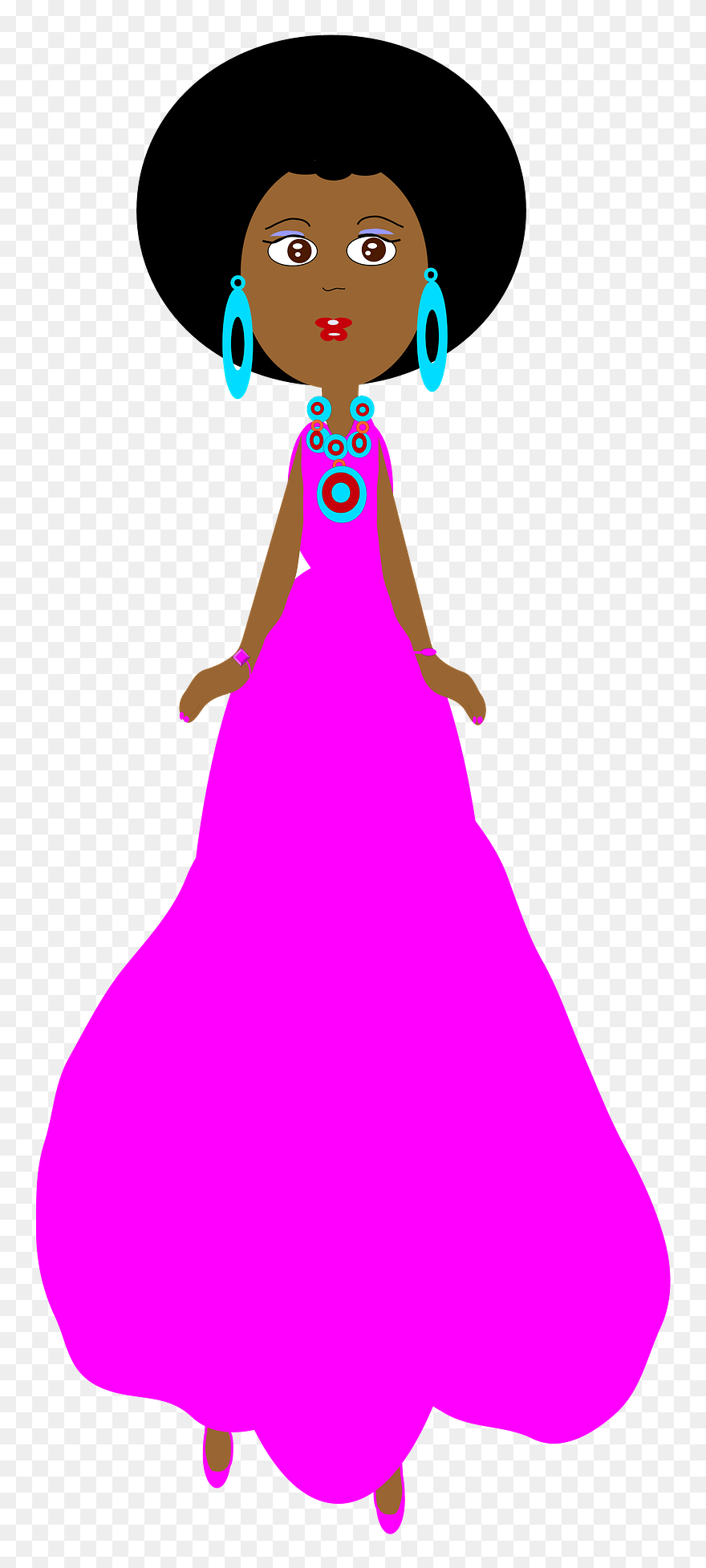 Girl In A Pink Dress Clipart - Black Woman Png Cartoon Transparent Png