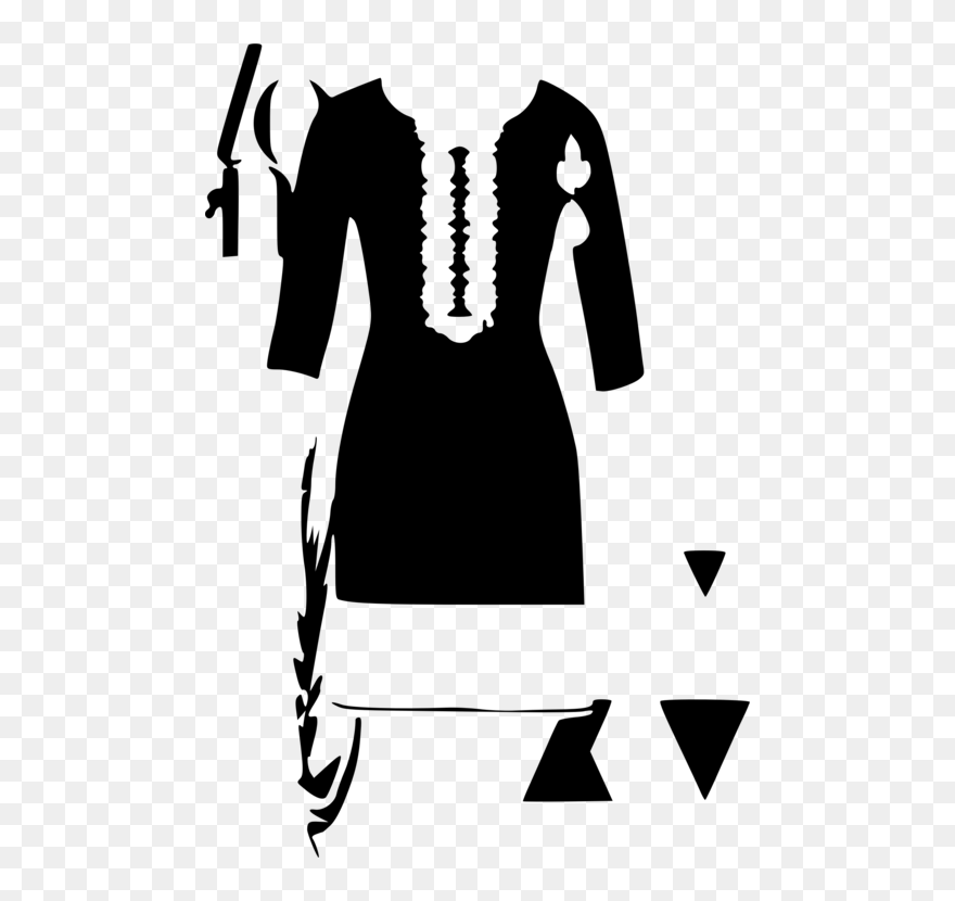 Black Dress Clipart Icon Transparent - Salwar Kameez Clipart Black And White - Png Download