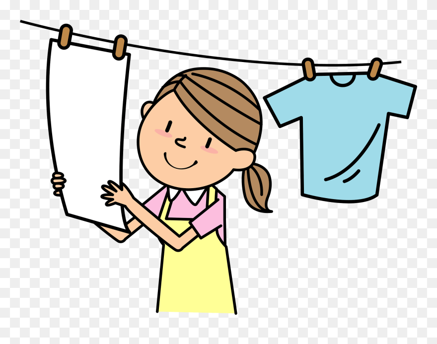 Woman Hang Laundry Clipart - 洗濯 物 が 渇く - Png Download
