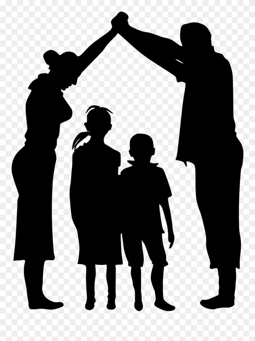 Boy Child Dad Daughter Family Father Female Girl - Silhouette Family Clipart - Png Download