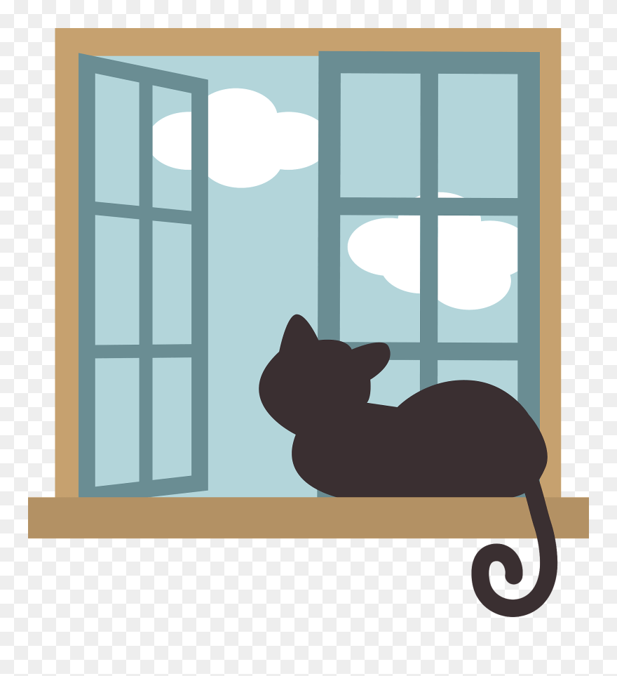 Cat In A Window Clipart - Png Download
