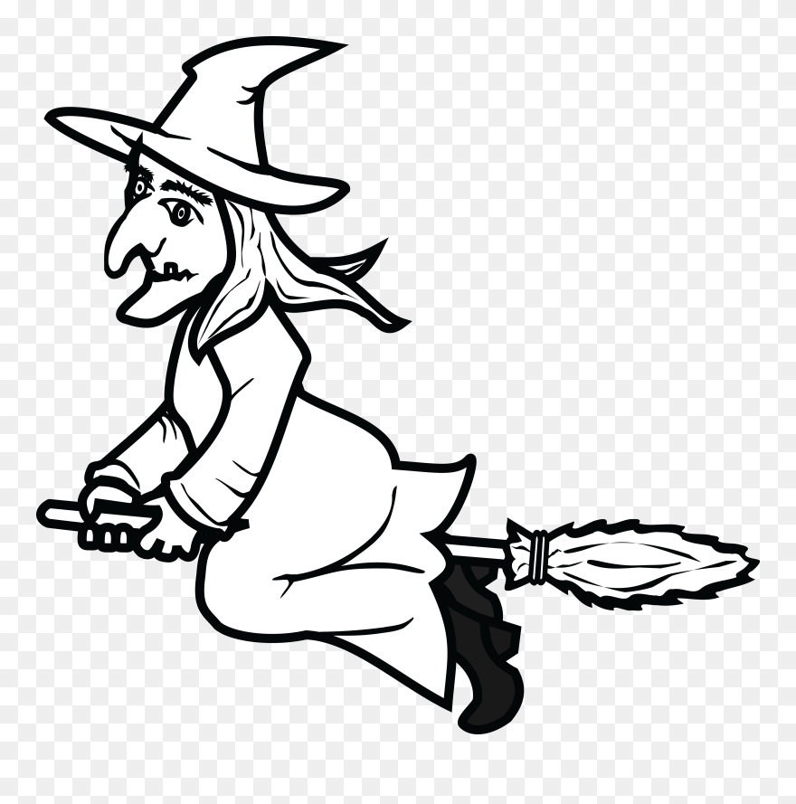 Witchcraft Drawing Transparent & Png Clipart Free Download - Halloween Witch Clipart Black And White