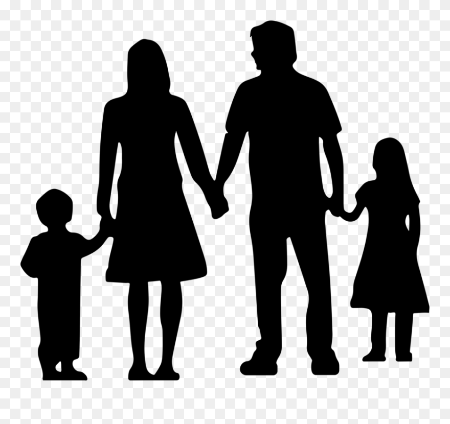 Standing,human Behavior,silhouette - Family Holding Hands Clipart - Png Download
