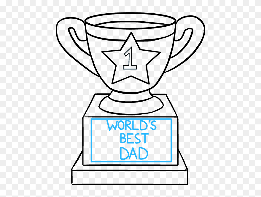 How To Draw Trophy - #1 Dad Trophy Drawing Clipart