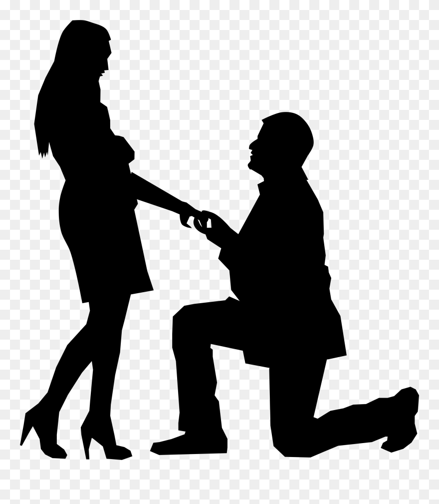Silhouette Knee Man Clip Art - Man On One Knee - Png Download