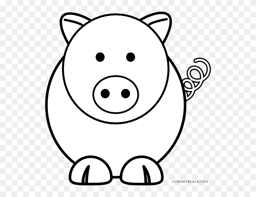 Pig Outline Animal Free Black White Clipart Images - Easy Colouring Pages For 2 Year Olds - Png Download
