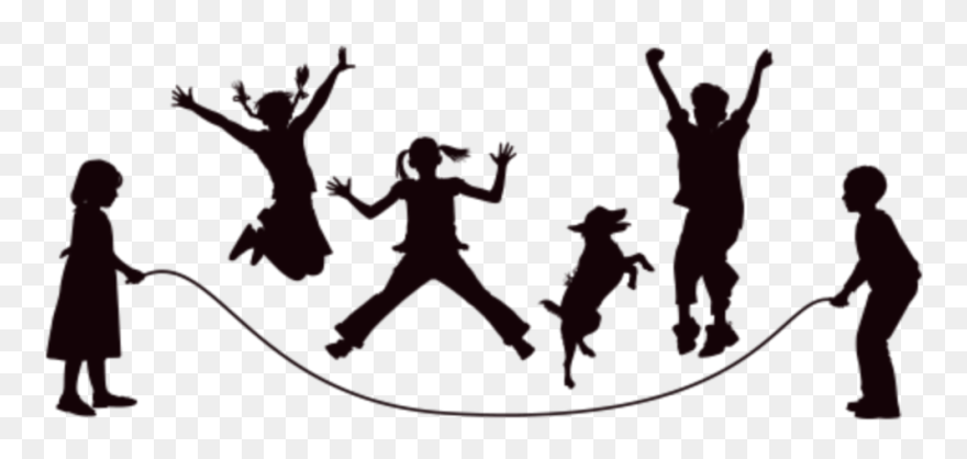 Transparent Children Playing Silhouette Png - Kids Jump Roping Silhouette Clipart