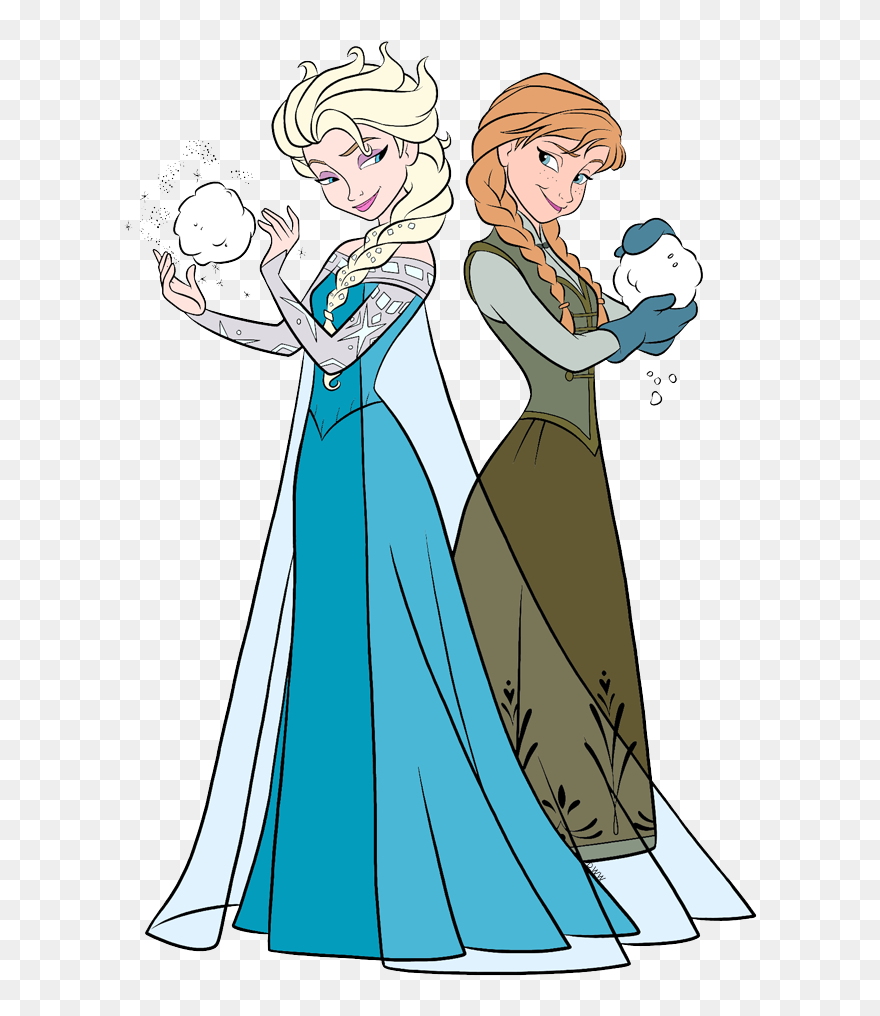 Anna And Elsa Clip Art From Frozen - Anna Elsa Frozen Clipart - Png Download