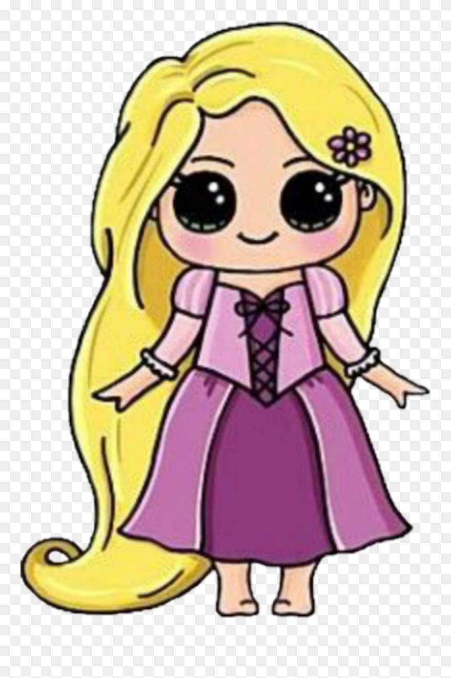 Transparent Rapunzel Clip Art - Cute Rapunzel Drawing Easy - Png Download