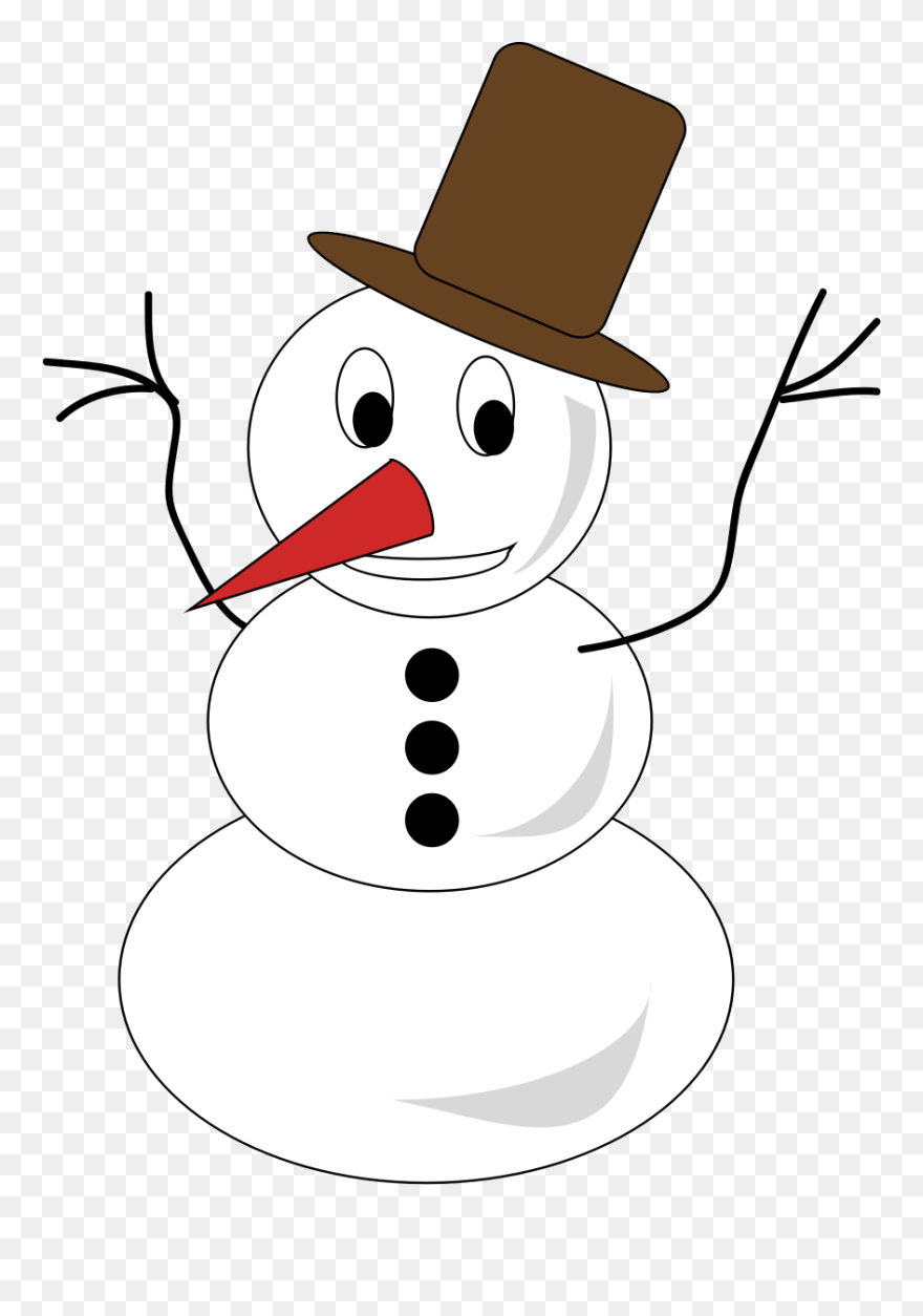 Snowman,line Art,costume Hat - Snowman Clipart