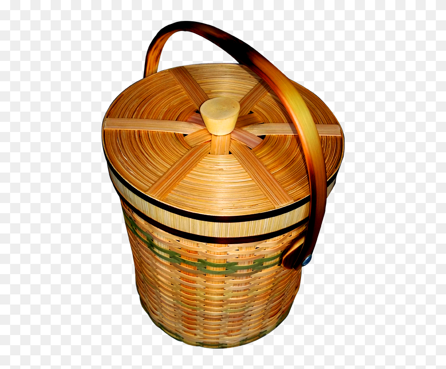 Exclusionary Light Brown Bamboo Tiffin Box - Storage Basket Clipart