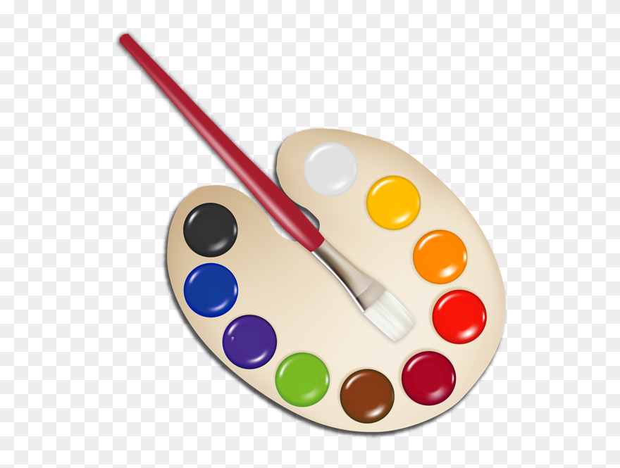 Palette With Paint Brush - Art Palette Transparent Background Clipart