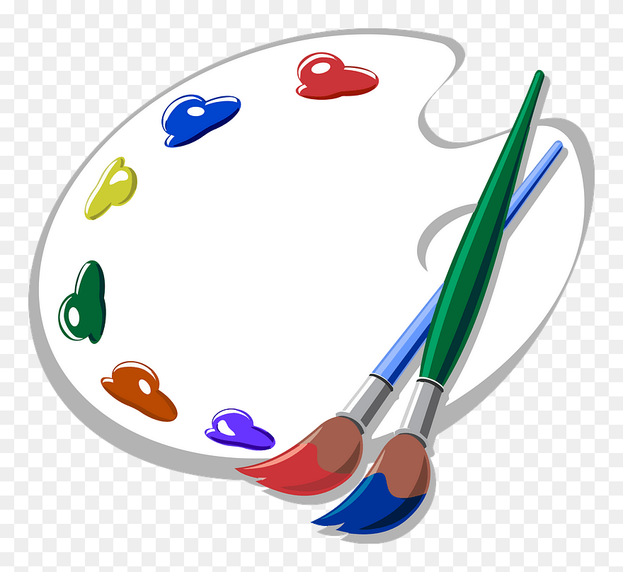 Artists Brushes And Palettes Clipart - Palette - Png Download