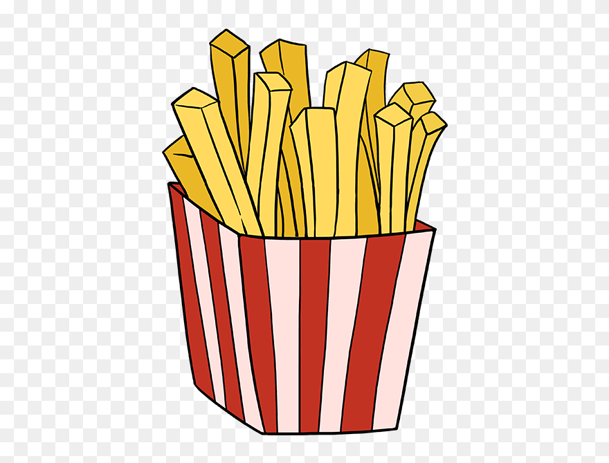 How To Draw French Fries - French Fries Cartoon Drawing Clipart