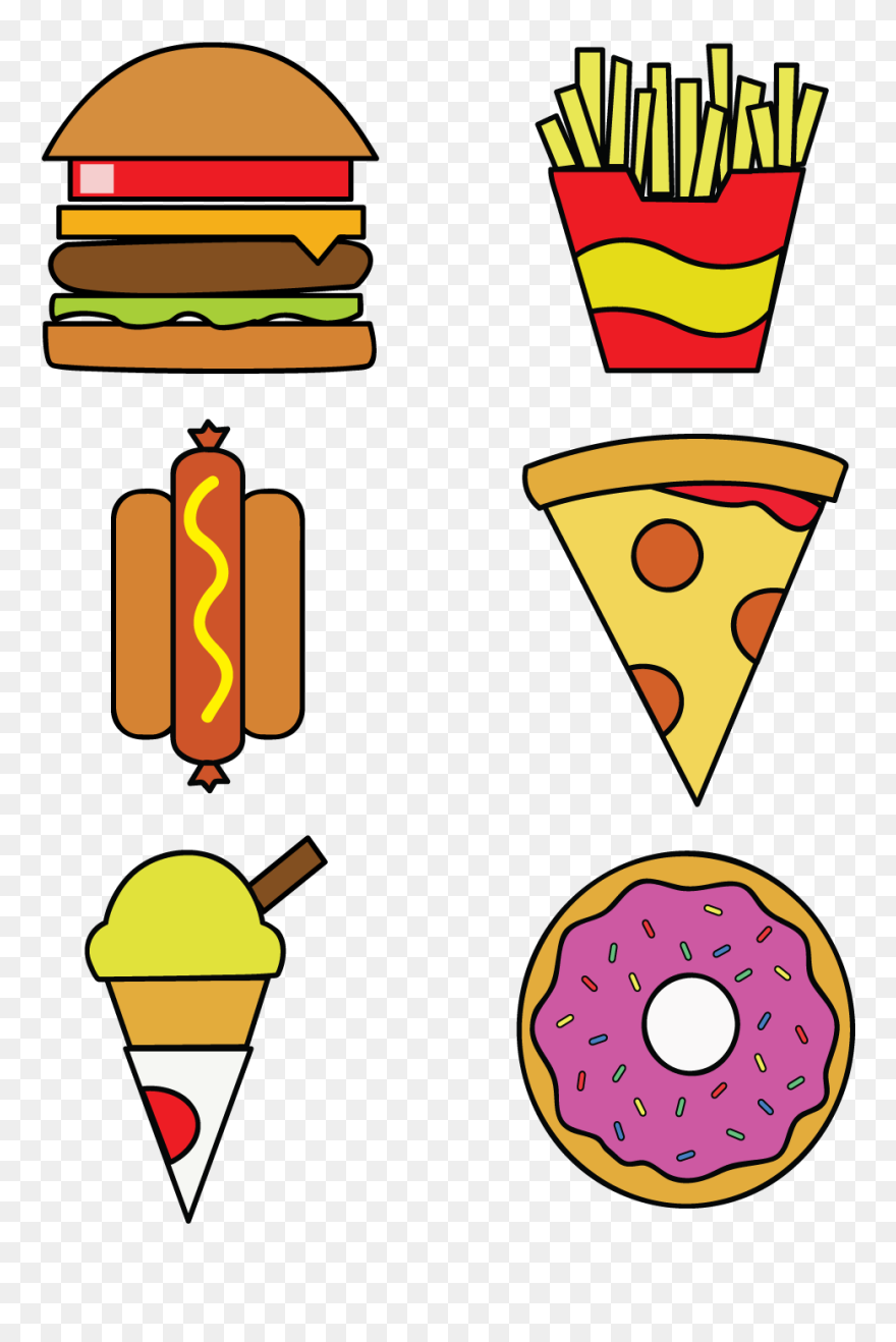 Transparent Burger And Fries Clipart - Transparent Fast Food Vector - Png Download