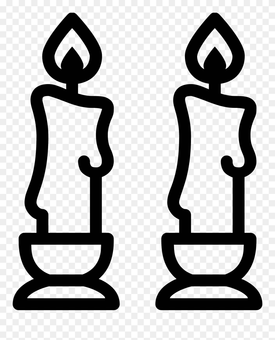 Shabbat Clipart Free Candle - Candle Clipart Black And White - Png Download