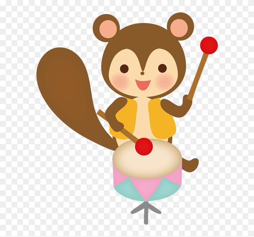 Monkey Playing Drums Clipart - Birthday Card 1 Year Girl - Png Download