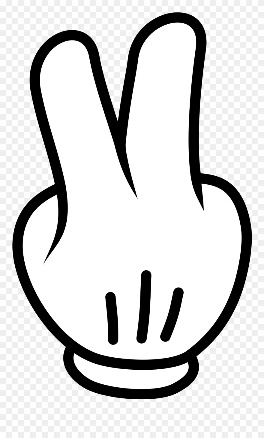 Transparent Middle Finger Clipart - Mickey Mouse Peace Hand Png