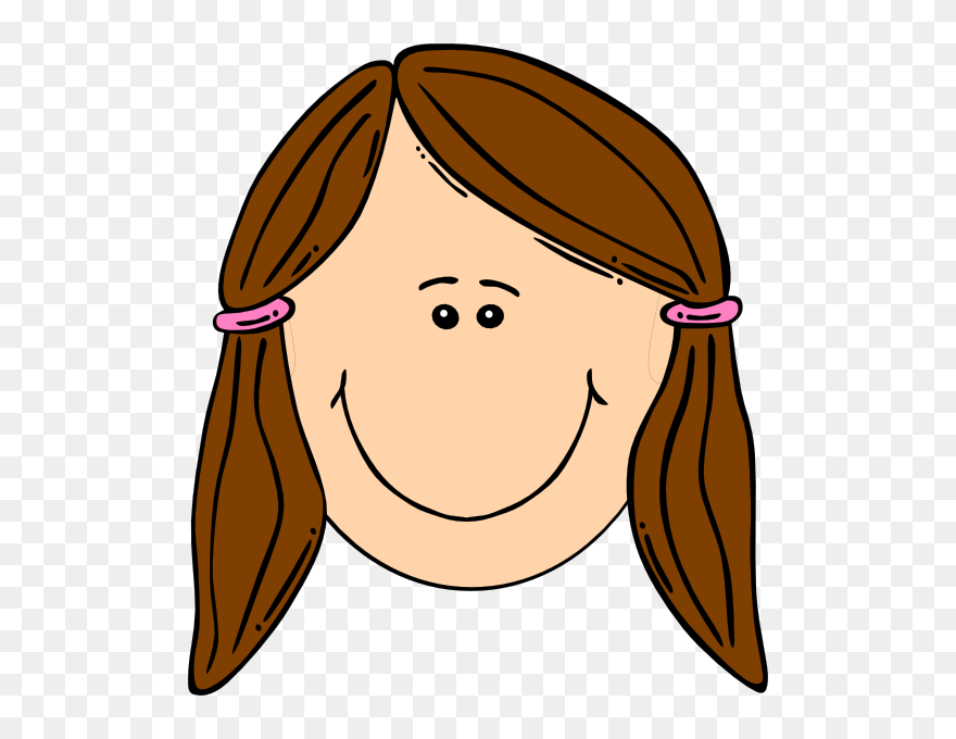 Cartoon Girl Smiling Girl With Brown Ponytails Clip - Sad Girl Face Cartoon - Png Download
