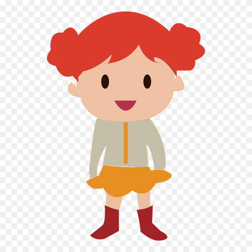 Elementary School Girl Clipart - Anak Sekolah Vektor Png Transparent Png