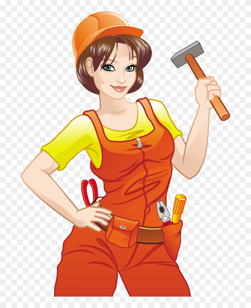 Architecture Clipart Girl Civil Engineer - Cartoon Female Construction Worker - Png Download