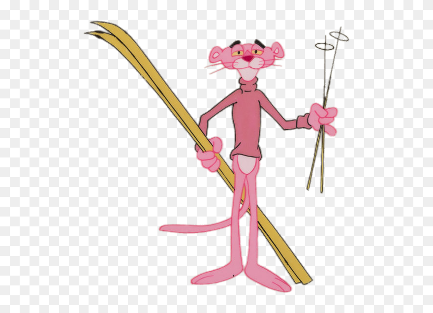 Pink Panther Off Skiing - Pink Panther Skiing Clipart