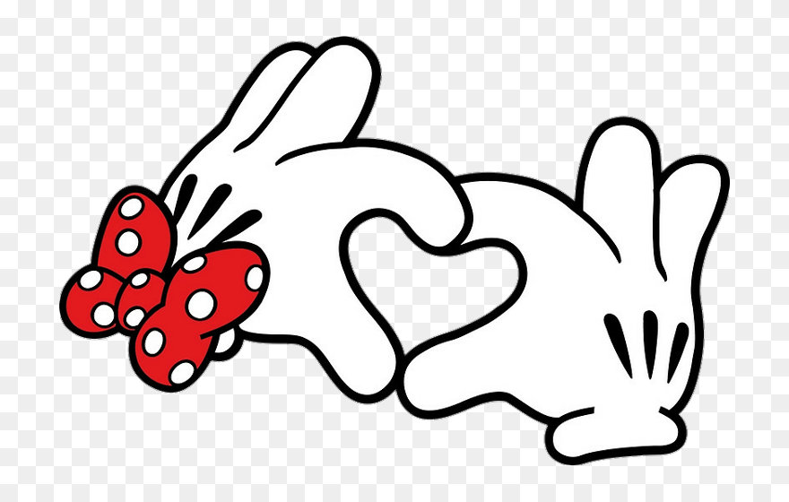 Mickey Mouse Glove Clipart Helping Hand - Minnie Mouse Heart Hands - Png Download