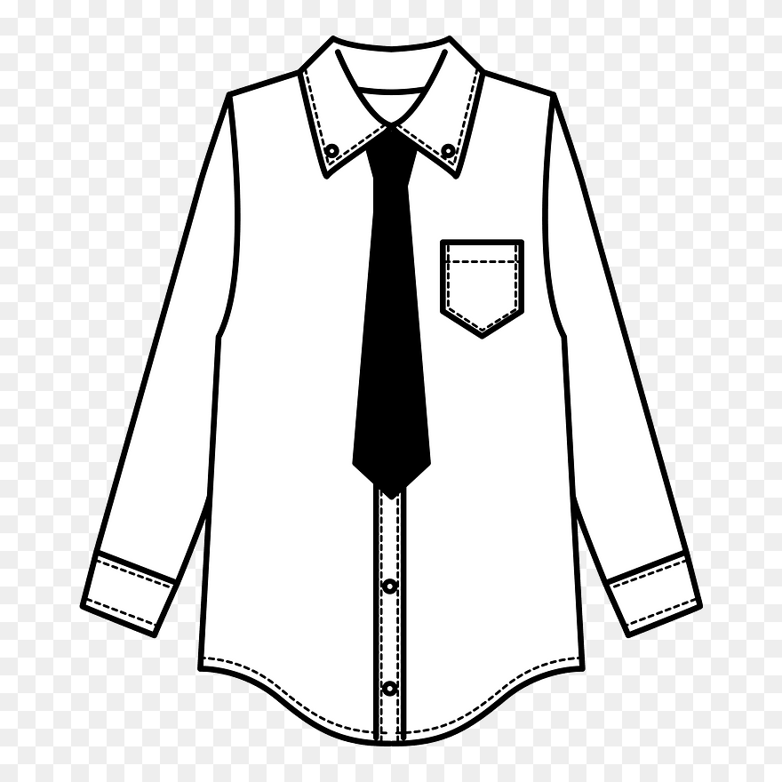 Dress Shirt Tie Clipart - Shirt With Tie Clipart - Png Download