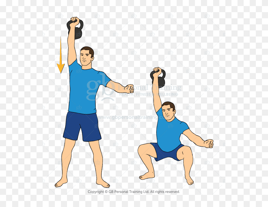 Kettlebell Overhead Squat - Single Handed Kb Overhead Squat Clipart