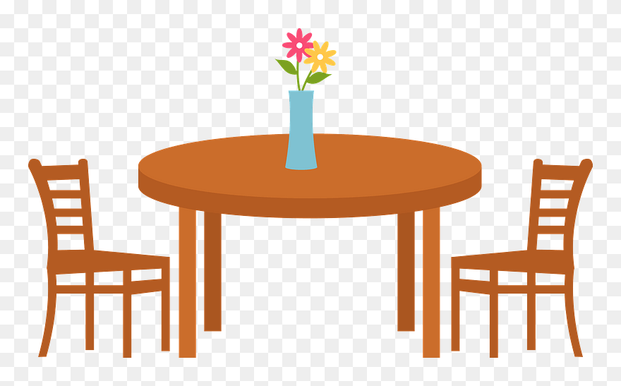 Table Chair Vase Clipart - Chair - Png Download