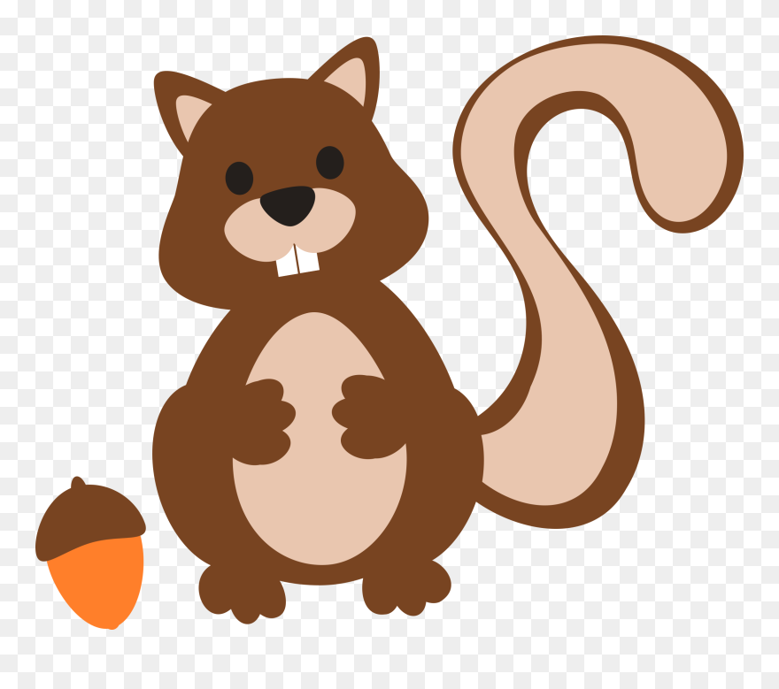 Clipart Squirrel Acorn Silhouette - Squirrel With Acorn Clipart - Png Download