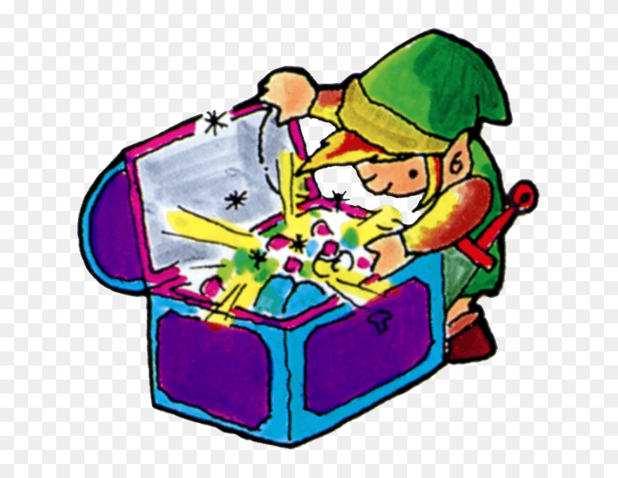 Tloz Link Opening A Treasure Chest Artwork - Link Opening Chest Art Clipart